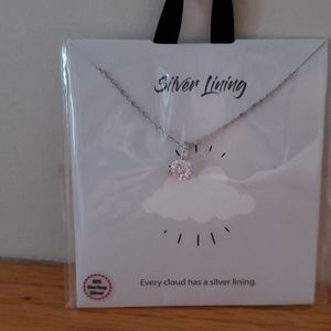 Silver necklace with faux gem pendent